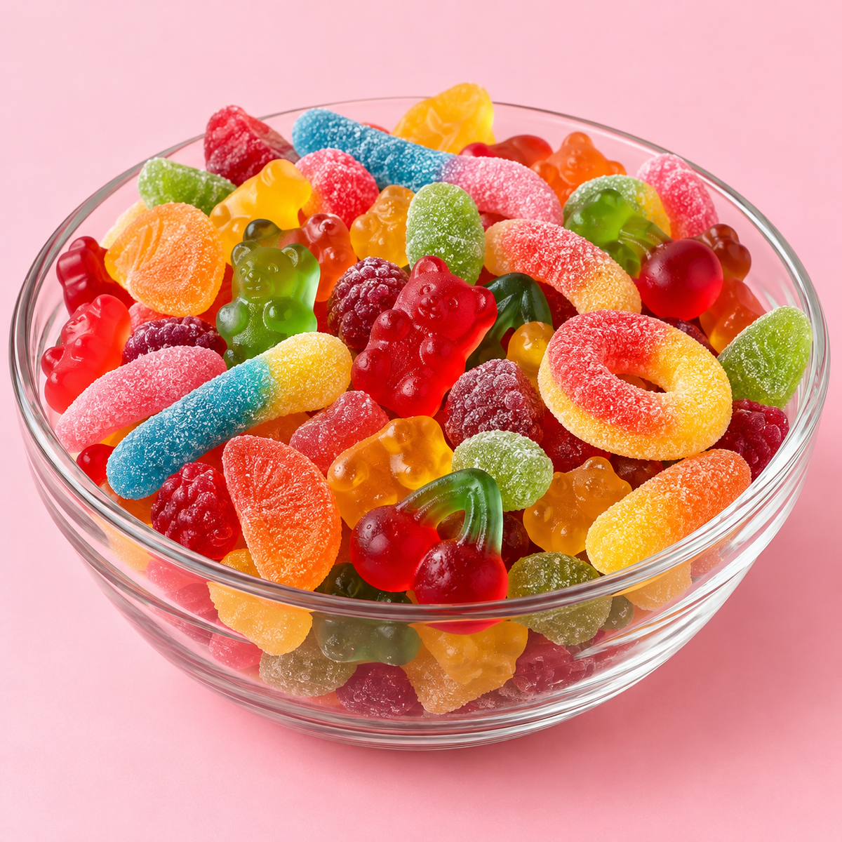 Visuel illustratif d'un assortiment de bonbons vendus en portions de 100 g