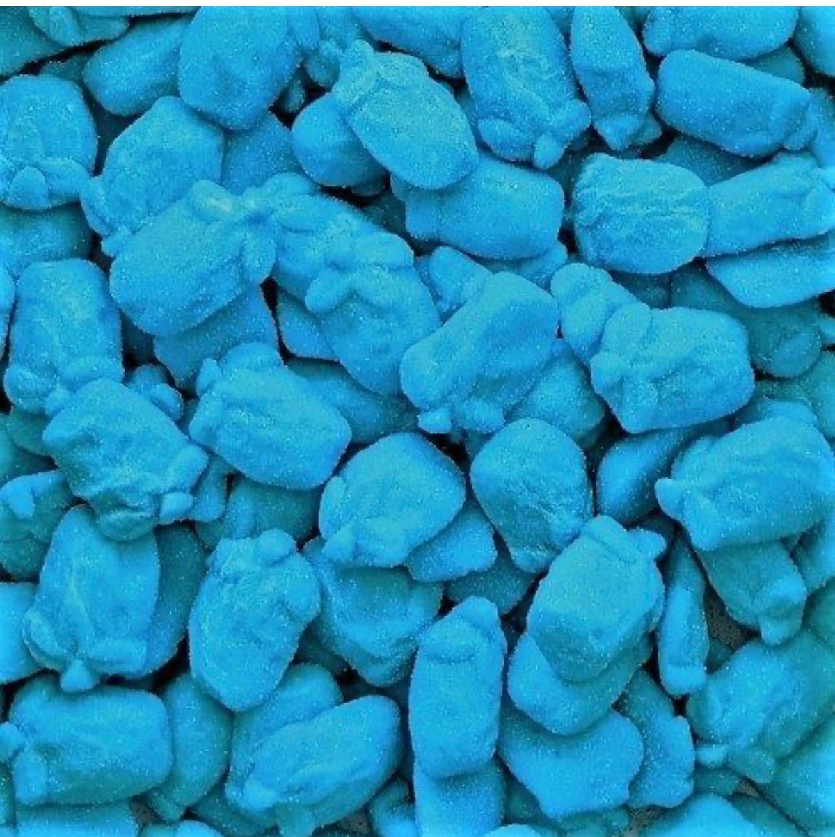 Framboise fouettée sucrée Dulceplus — vue des bonbons bleus en vrac