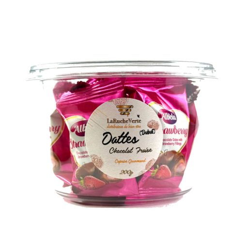 Dattes enrobées au chocolat fourées à la Fraise DUBAÏ (200G) Albela